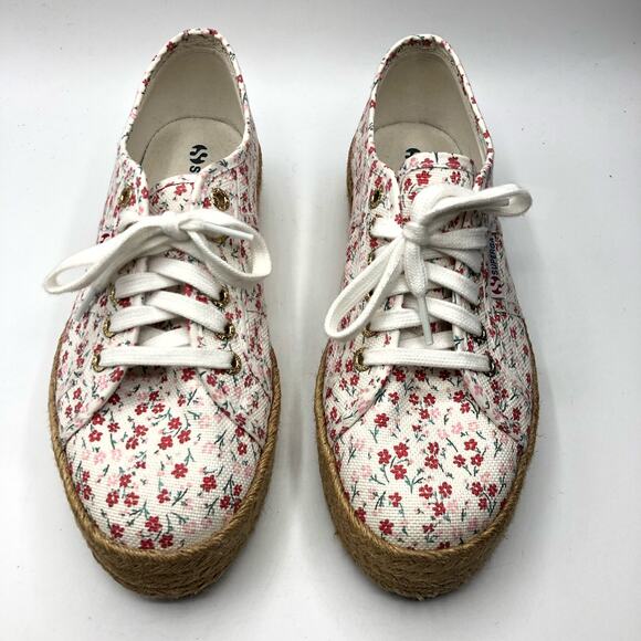 Superga  Floral Canvas Print Platform Espardrille Snearkers EU 40 / US 9 - Picture 3 of 11